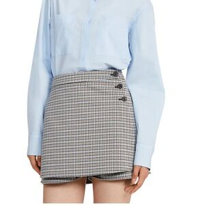 CLAUDIE PIERLOT NWOT Preppy Houndstooth Skort Skirt-Shorts Blue/Beige FR 38
